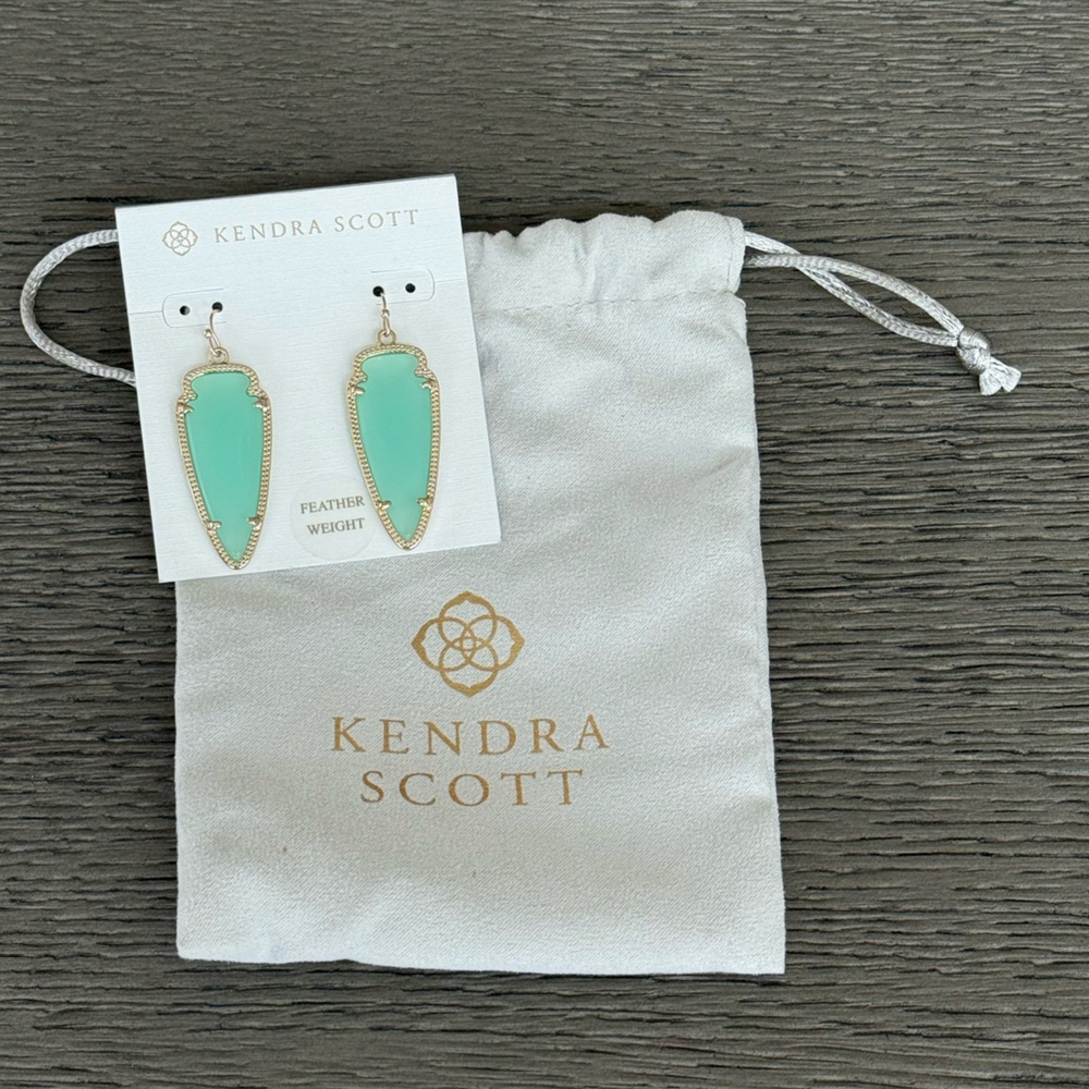 EUC Kendra Scott Skylar Drop Earrings Green Chalcedony